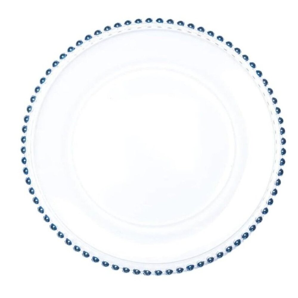 13 inch Glass Blue Chargers 4 pack - fancy Charger Plates